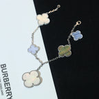 Aura CLOVER BRACELET 5 MOTIFS MOP CHALCEDONY SILVER