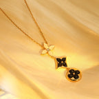 Aura STAR AND SUN ONYX PINK GOLD NECKLACE