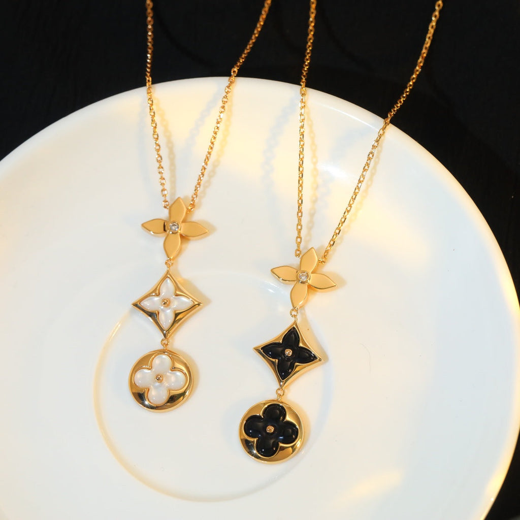 Aura STAR AND SUN ONYX PINK GOLD NECKLACE