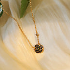 Aura SUN PEDANT PINK GOLD 1 DIAMOND NECKLACE