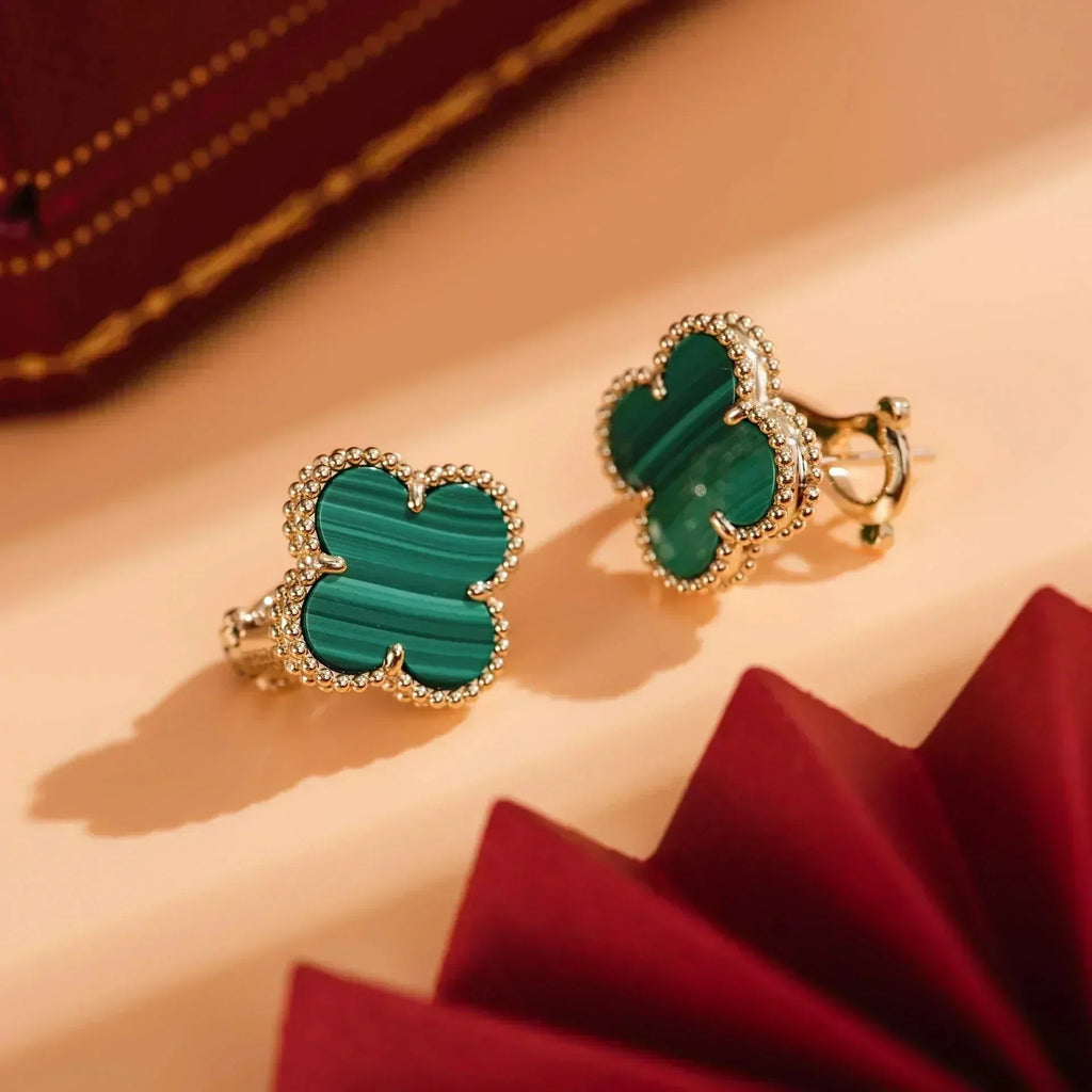 Aura CLOVER MEDIUM 1 MOTIFS MALACHITE  EARRINGS
