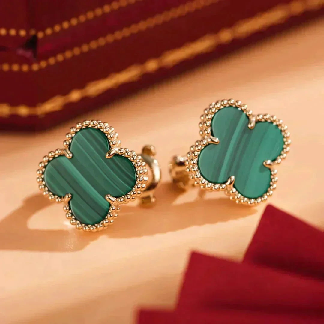 Aura CLOVER MEDIUM 1 MOTIFS MALACHITE  EARRINGS