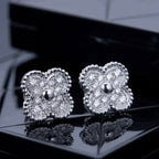 Aura CLOVER 1 MOTIFS DIAMOND STUD EARRINGS SILVER