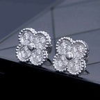 Aura CLOVER 1 MOTIFS DIAMOND STUD EARRINGS SILVER