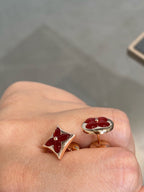 Aura STAR AND SUN PINK GOLD CARNELIAN STUD EARRINGS