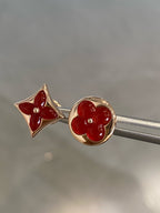 Aura STAR AND SUN PINK GOLD CARNELIAN STUD EARRINGS