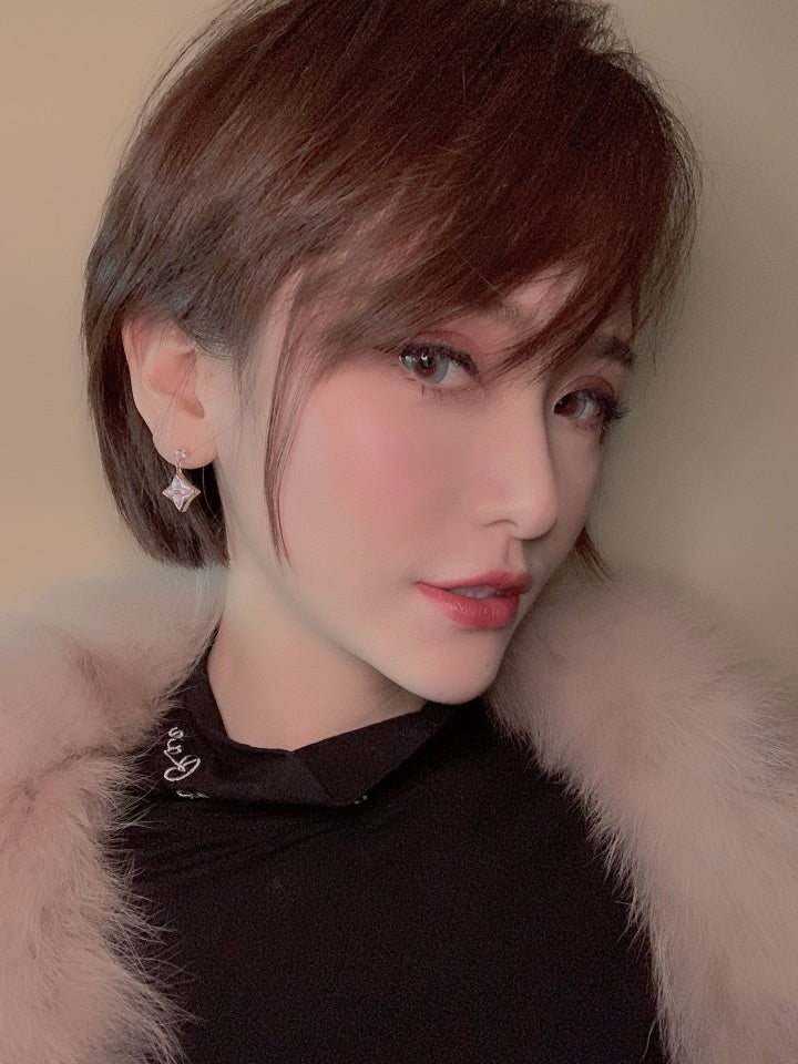 Aura DOUBLE STAR PINK GOLD MOP DROP EARRINGS