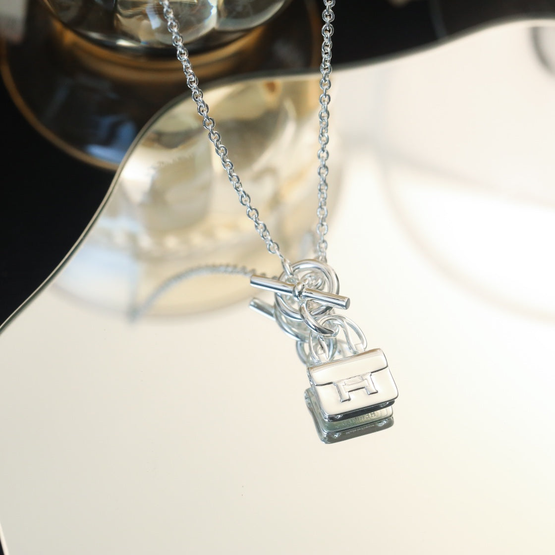 Aura POP H PEDANT SILVER NECKLACE
