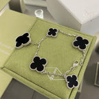 Aura CLOVER 5 MOTIFS SIVLER ONYX BRACELET