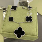 Aura CLOVER 5 MOTIFS SIVLER ONYX BRACELET