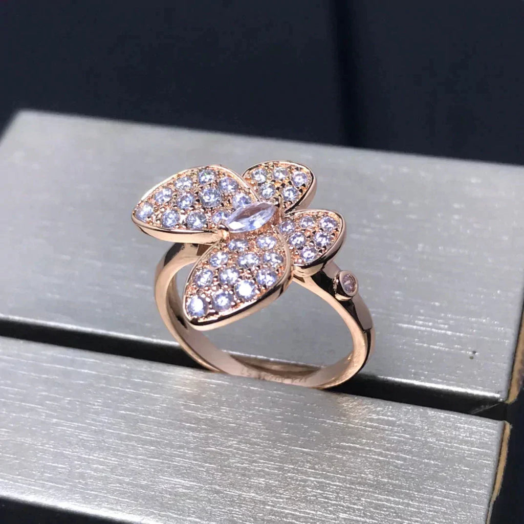 Aura BUTTERFLY PINK GOLD DIAMOND RING
