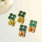 Aura CLOVER MEDIUM 1 MOTIVE MALACHIT DIAMANT OHRRINGE