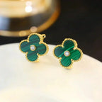Aura CLOVER MEDIUM 1 MOTIVE MALACHIT DIAMANT OHRRINGE