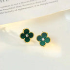 Aura CLOVER MEDIUM 1 MOTIVE MALACHIT DIAMANT OHRRINGE