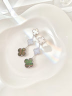 Aura CLOVER 3 MOTIFS CHALCEDONY DARK MOP SILVER EARRINGS
