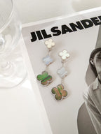 Aura CLOVER 3 MOTIFS CHALCEDONY DARK MOP SILVER EARRINGS