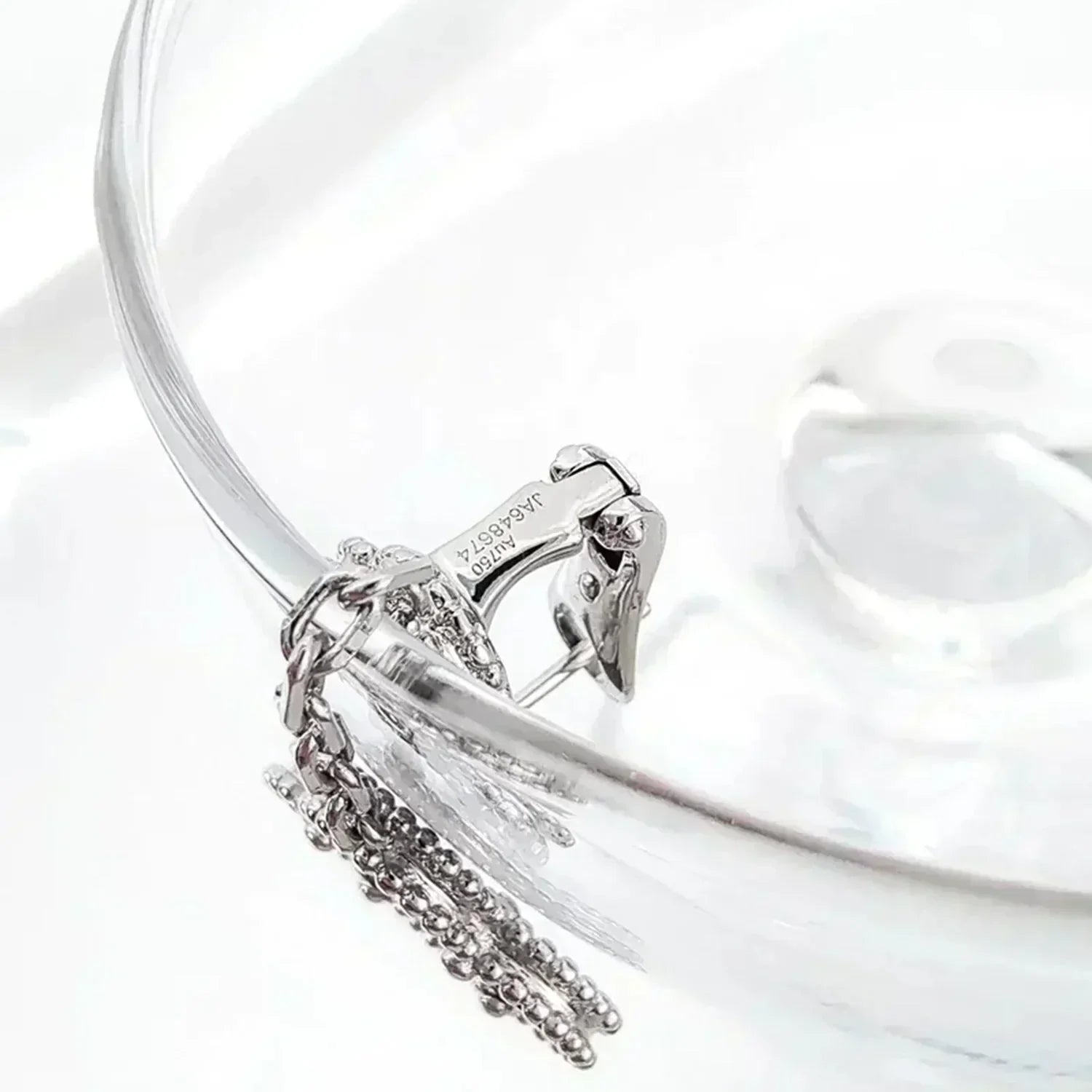 Aura CLOVER 2 MOTIFS  DIAMOND ONYX EARRINGS SILVER