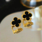 Aura CLOVER MEDIUM 1 MOTIFS  ONYX STUD EARRINGS