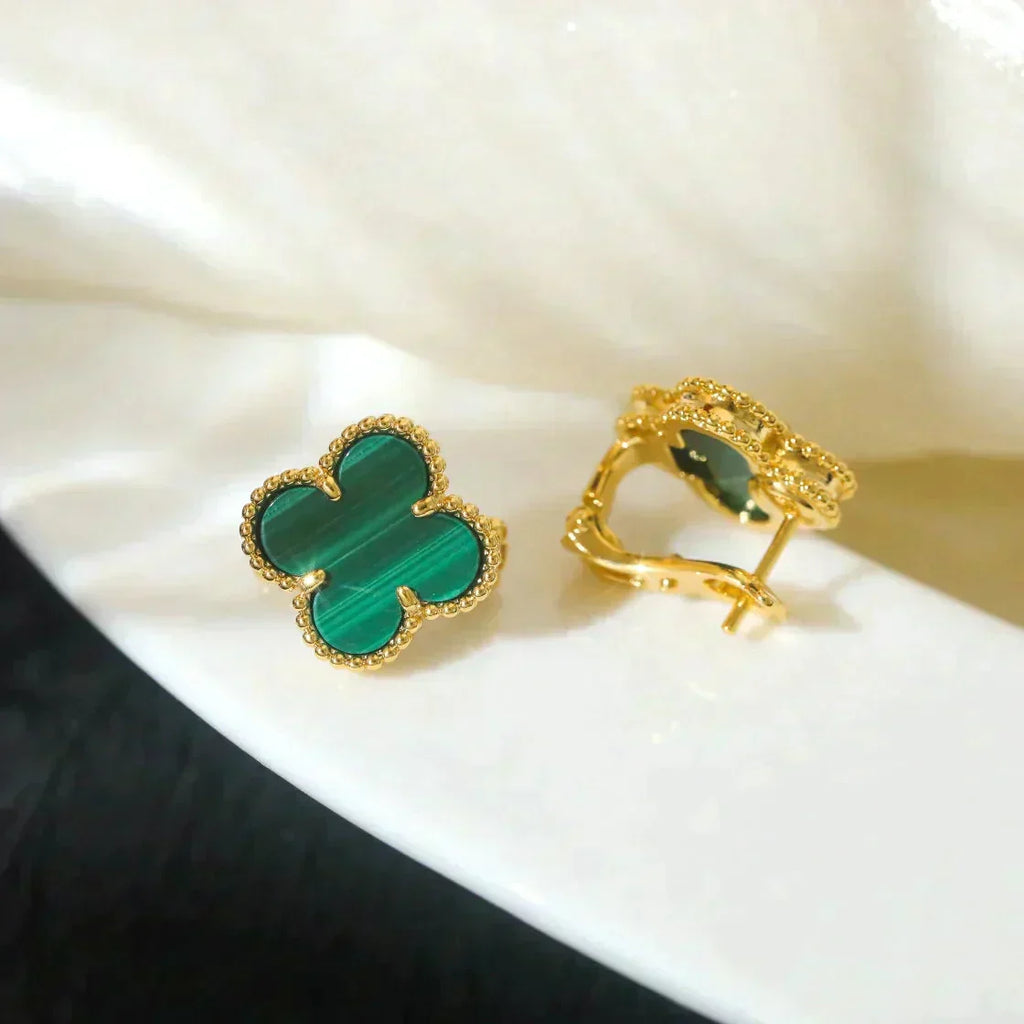 Aura CLOVER MEDIUM 1 MOTIFS MALACHITE  EARRINGS