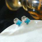 Aura CLOVER MINI 9.5MM ONYX STUD EARRINGS SILVER