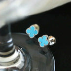 Aura CLOVER MINI 9.5MM ONYX STUD EARRINGS SILVER