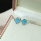 Aura CLOVER MINI 9.5MM ONYX STUD EARRINGS SILVER