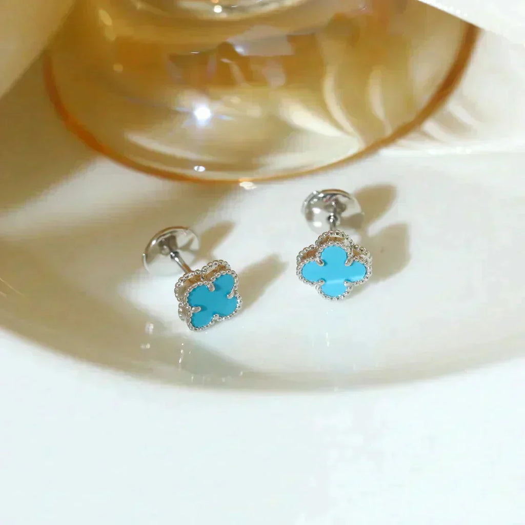 Aura CLOVER MINI 9.5MM ONYX STUD EARRINGS SILVER