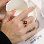 Aura CLOVER CARNELIAN RING ROSE GOLD DIAMOND
