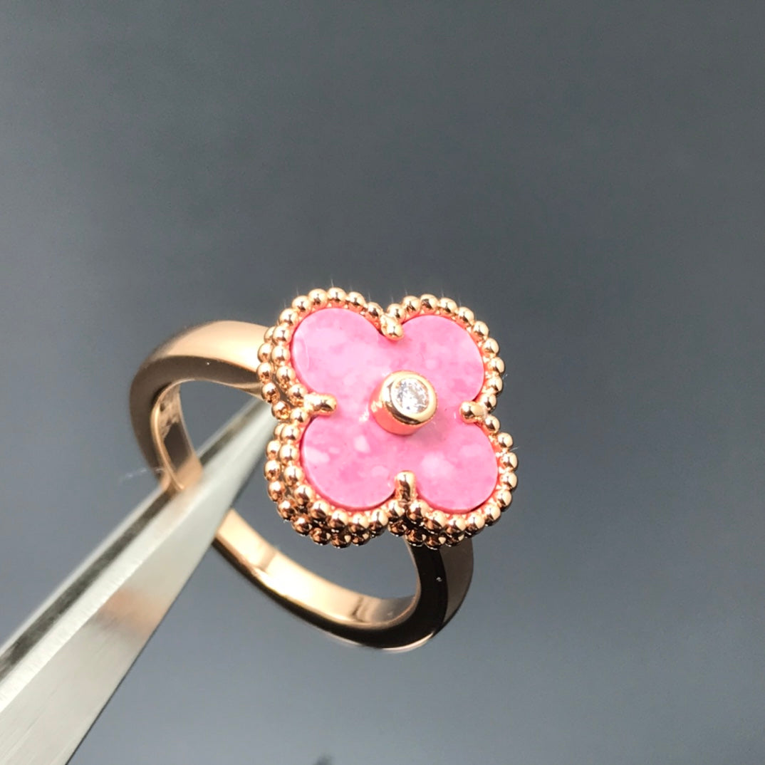 Aura CLOVER RHODONIT ROSEGOLD RING