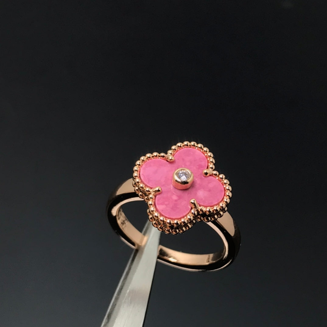 Aura CLOVER RHODONIT ROSEGOLD RING