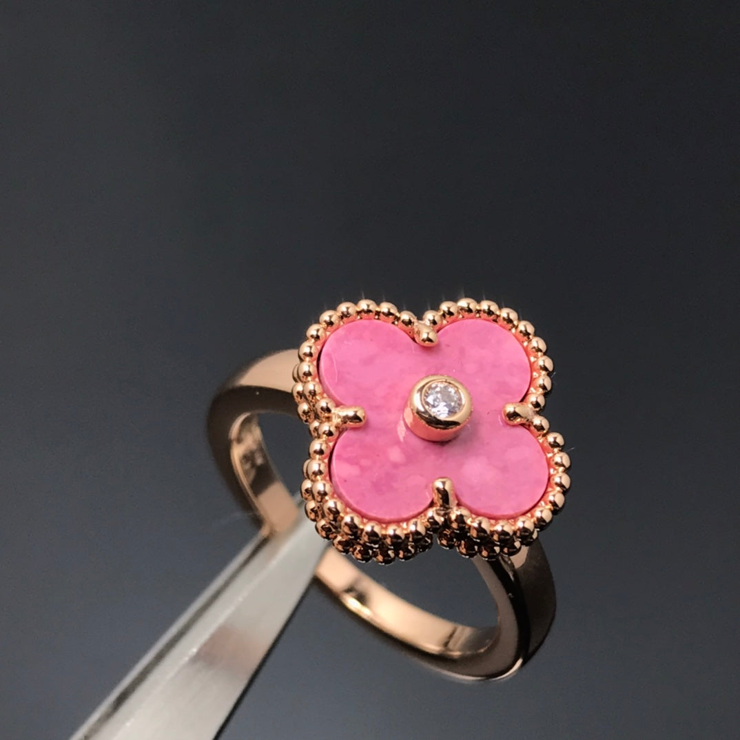 Aura CLOVER RHODONIT ROSEGOLD RING