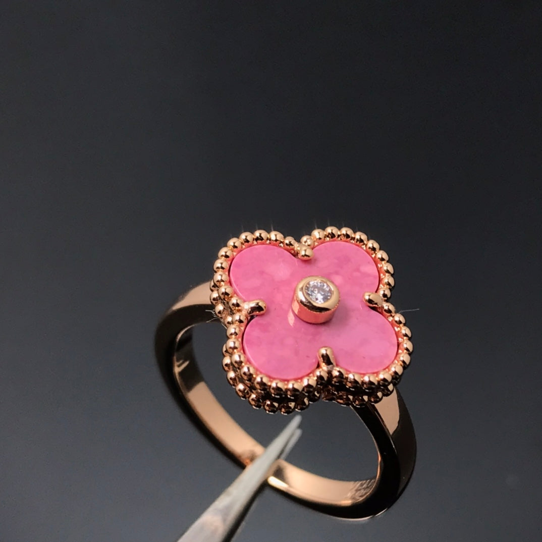Aura CLOVER RHODONIT ROSEGOLD RING