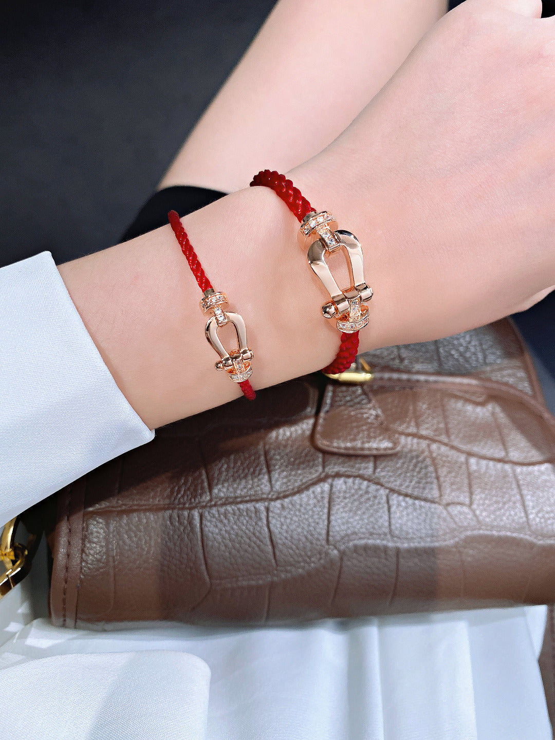 Aura FORCE 10 HALF DIAMOND PINK GOLD RED CORDERI LARGE AND MEDIUM MODEL