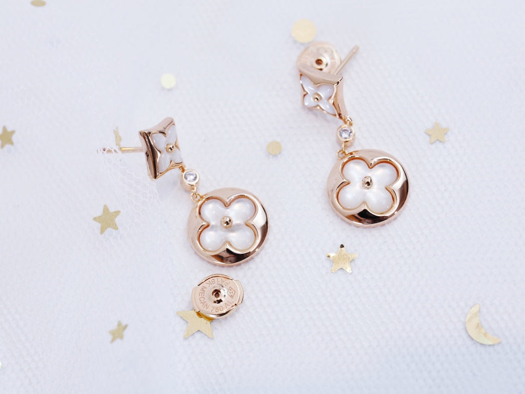 Aura STAR AND SUN PINK GOLD MOP DROP EARRINGS