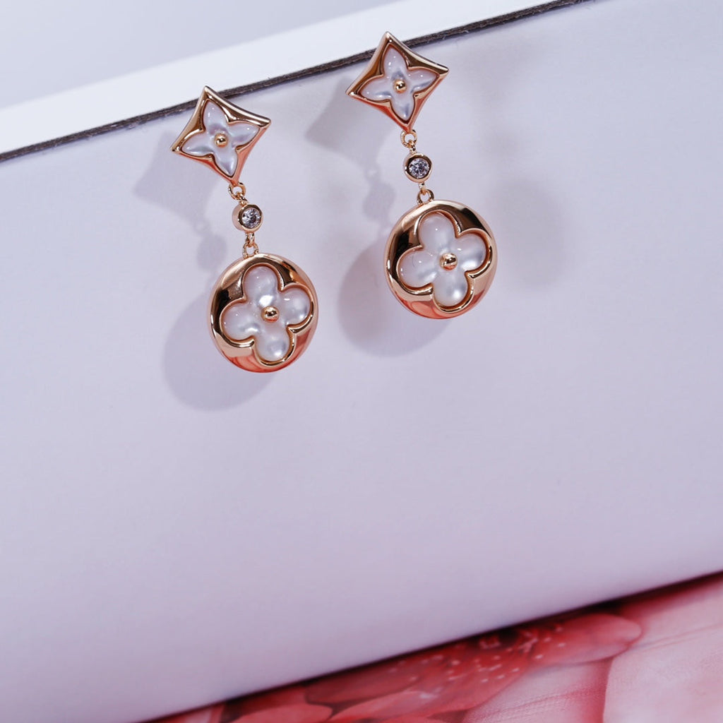 Aura STAR AND SUN PINK GOLD MOP DROP EARRINGS