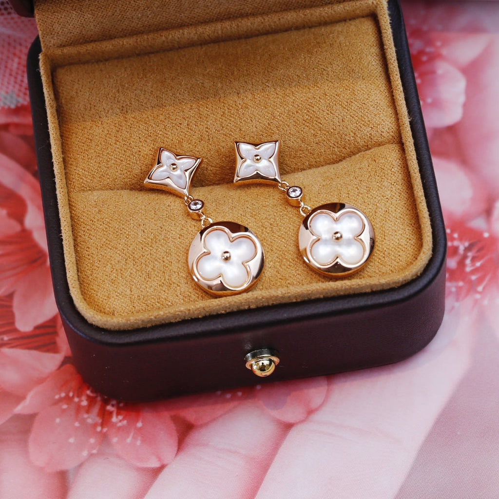 Aura STAR AND SUN PINK GOLD MOP DROP EARRINGS