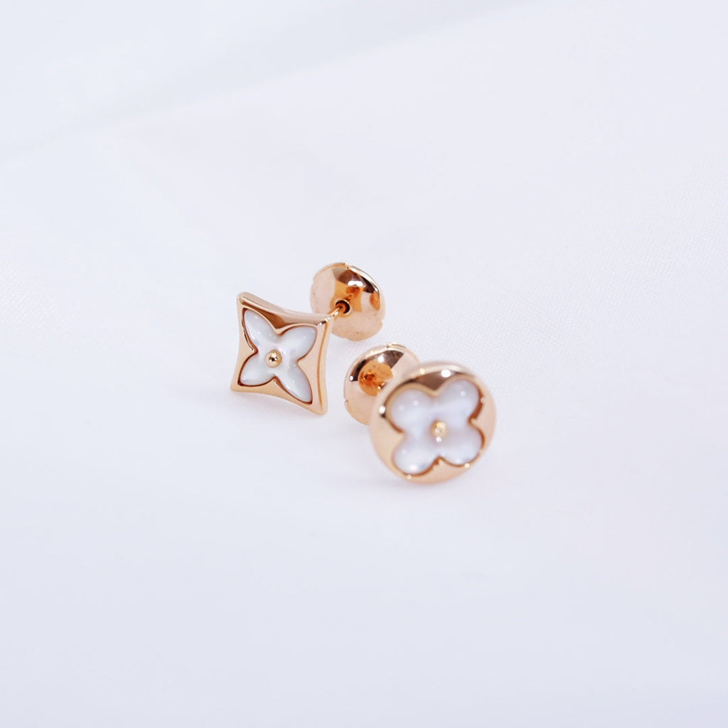 Aura STAR AND SUN PINK GOLD MOP STUD EARRINGS