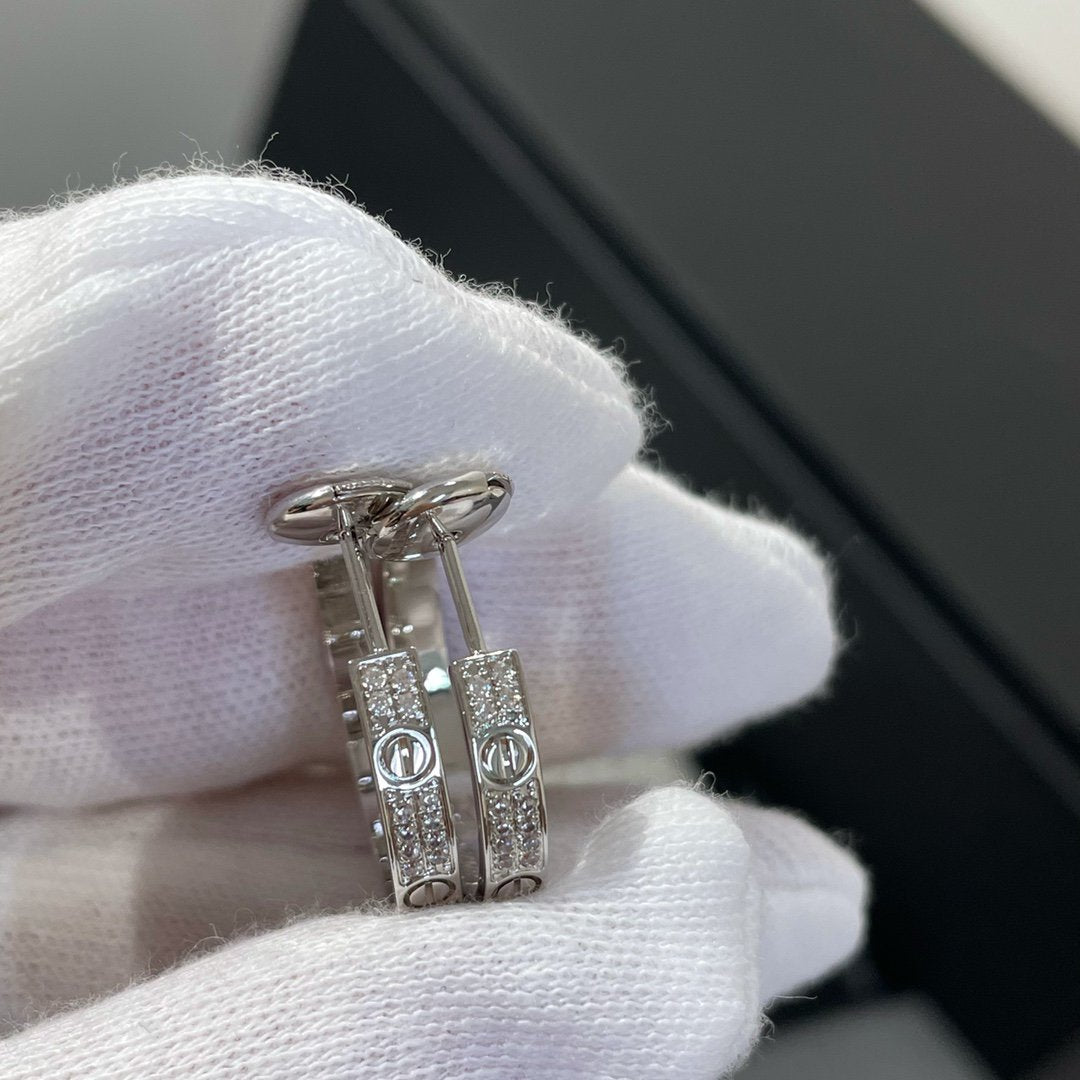 Aura LOVE DIAMOND SILVER HOOP EARRINGS