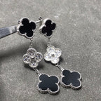 Aura CLOVER 3 MOTIF DIAMOND ONYX SILBER OHRRINGE