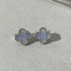 Aura CLOVER CHALCEDONY SILVER STUD EARRINGS