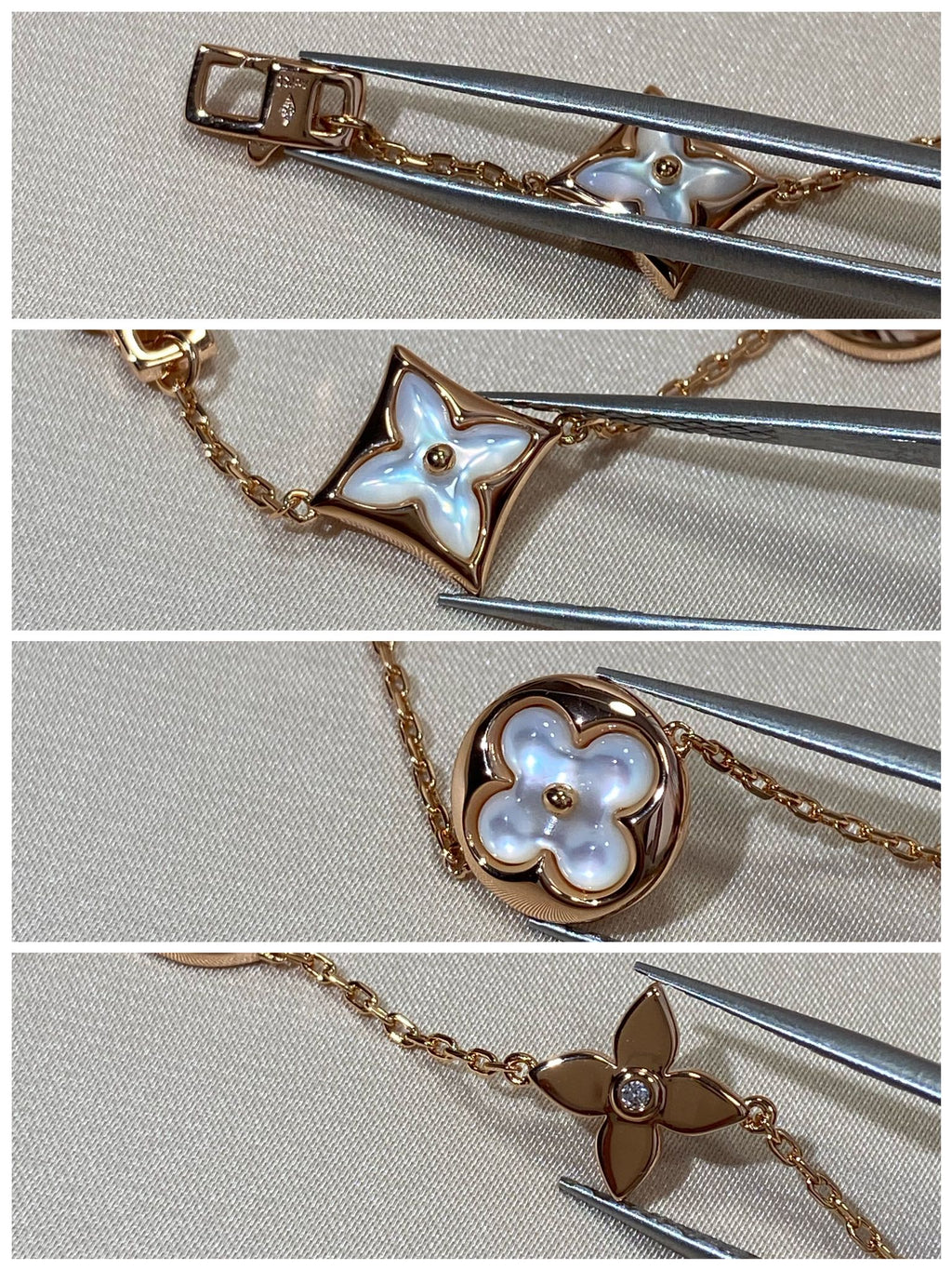 Aura STAR AND SUN 5 MOTIF MOP PINK GOLD BRACELET