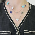 Aura LUCKY CLOVER SILVER 11 MOTIF NECKLACE