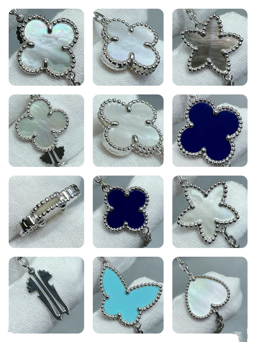 Aura LUCKY CLOVER SILVER 11 MOTIF NECKLACE