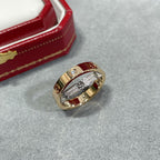 Aura LOVE PINK GOLD SILVER DIAMOND DOUBLE RING
