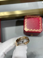 Aura LOVE PINK GOLD SILVER DIAMOND DOUBLE RING