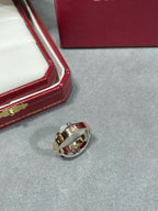Aura LOVE PINK GOLD SILVER DIAMOND DOUBLE RING