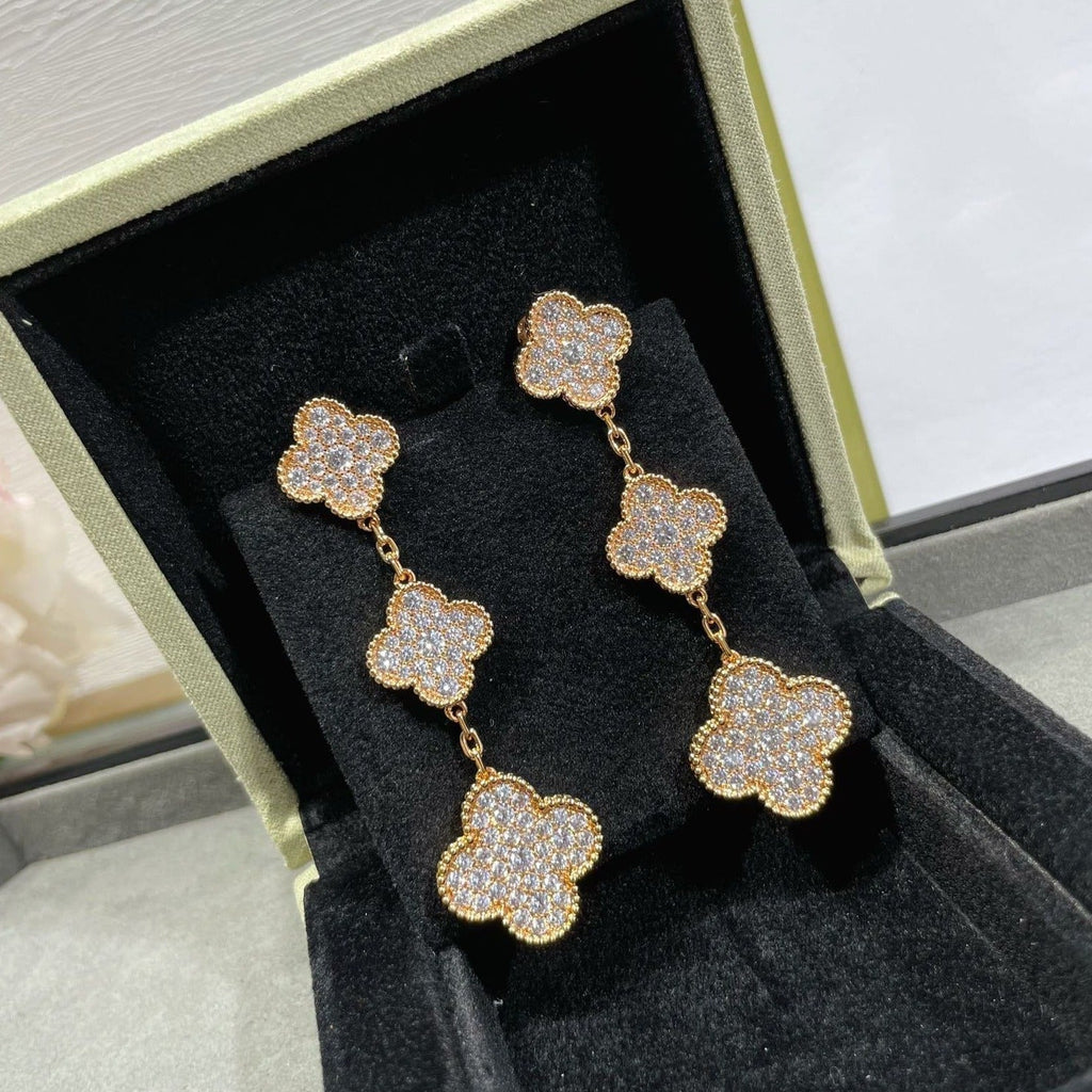 Aura CLOVER 3 MOTIFS DIAMANTPAVEE ROSÉGOLD OHRRINGE