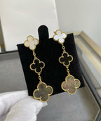 Aura CLOVER 3 MOTIF MOP ONYX DARK MOP PINK GOLD EARRINGS