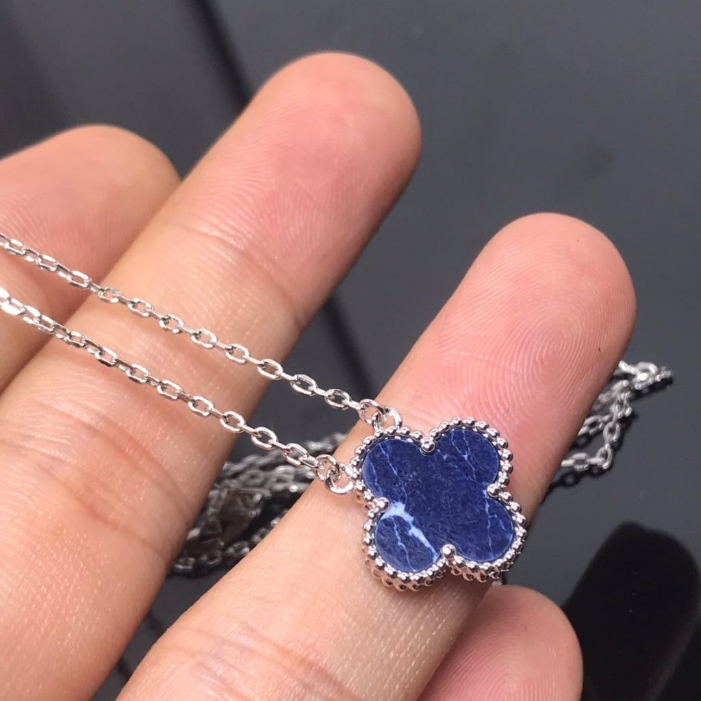 Aura CLOVER PIETERSITE SILVER LONG NECKLACE