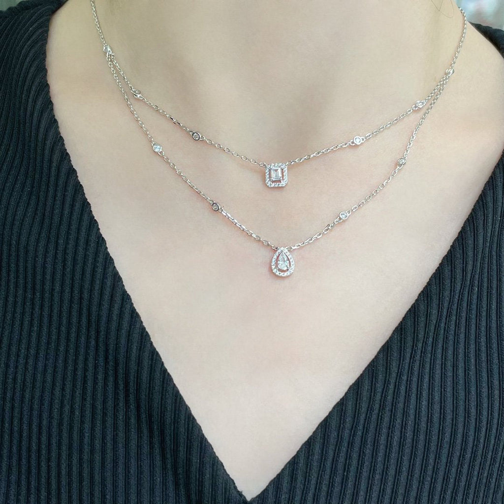 [Aura ] MY TWIN 2 ROW DIAMOND NECKLACE